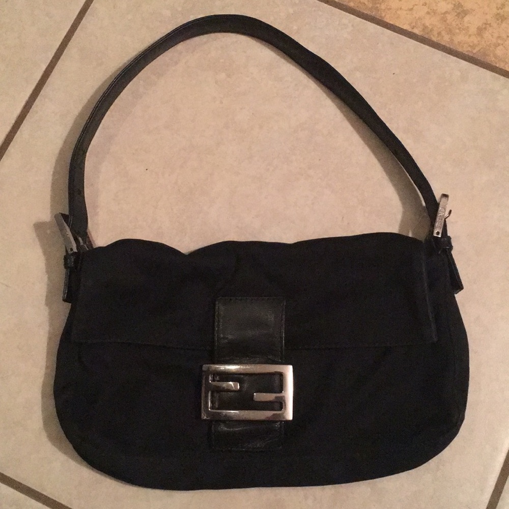 Authentic Fendi satin baguette bag